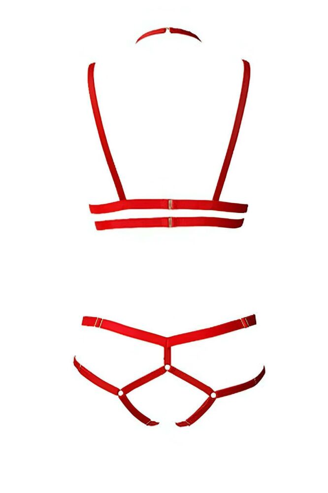 Sexy 3 Piece Harness Bra Set - 4