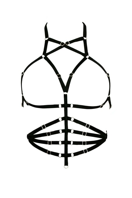 Sexy Belly Row Leather Harness - 3