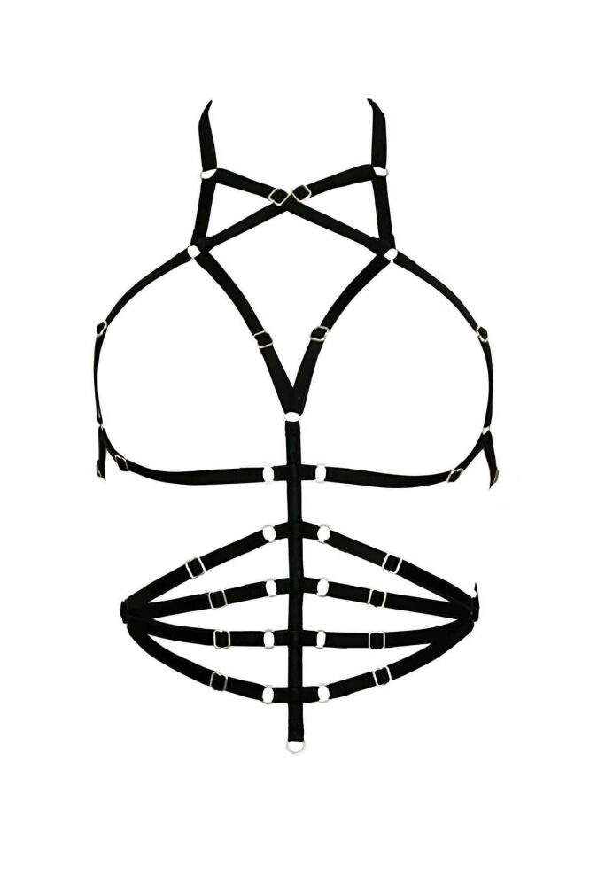 Sexy Belly Row Leather Harness - 3