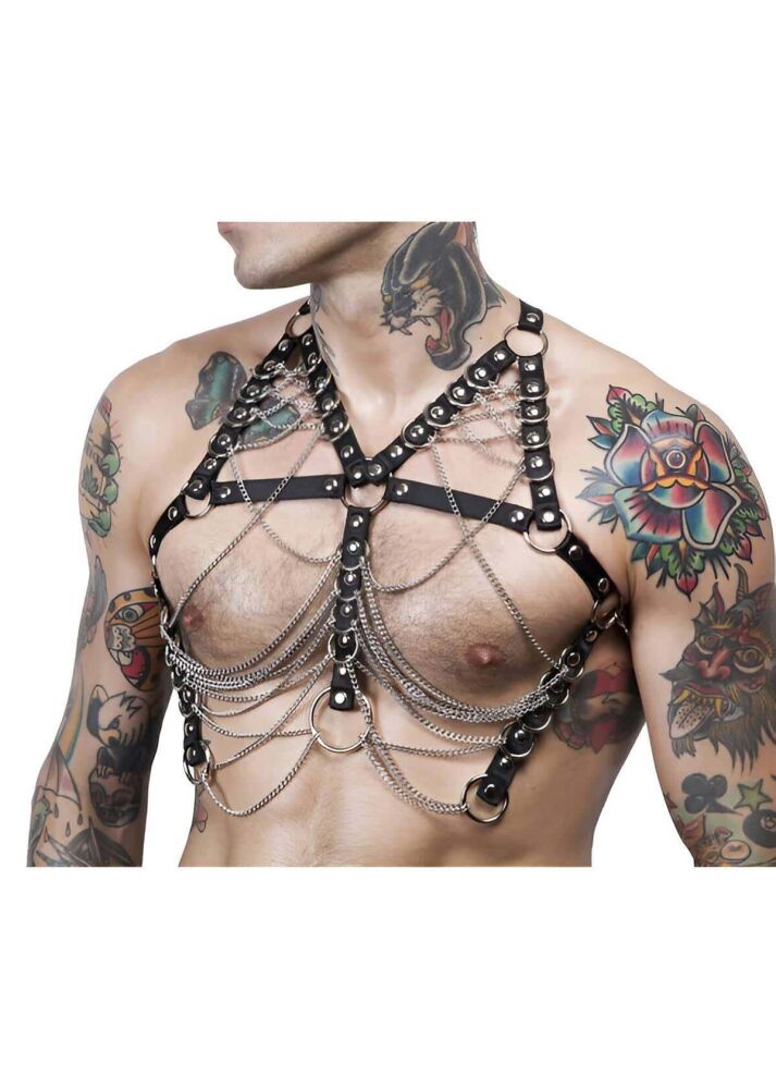 Sexy Gay Men's Fantasy Clothing with Chains and Elastic - 2