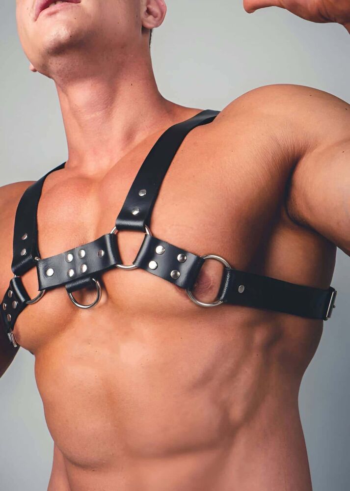 Sexy Leather Chest Harness for Men - 4