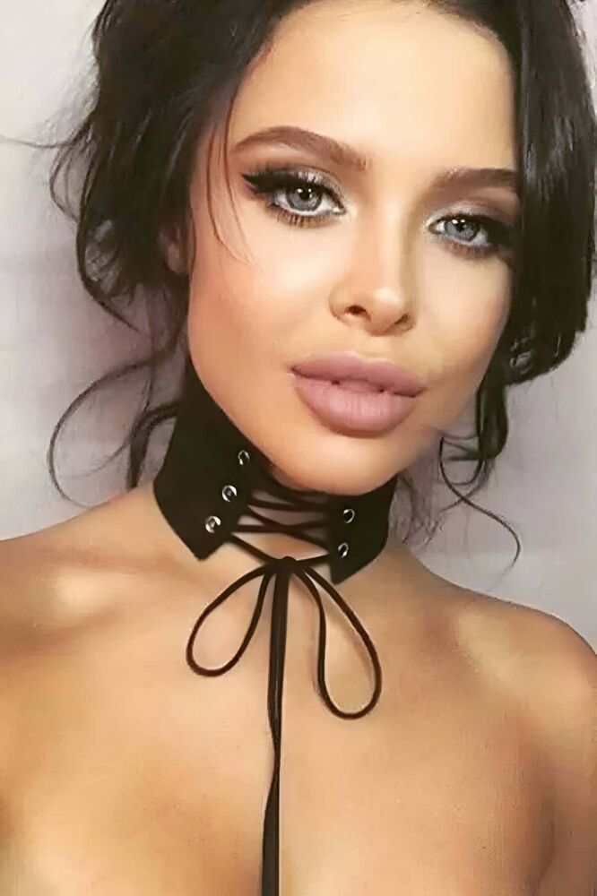 Sexy Leather Choker with Tie Detail - 1