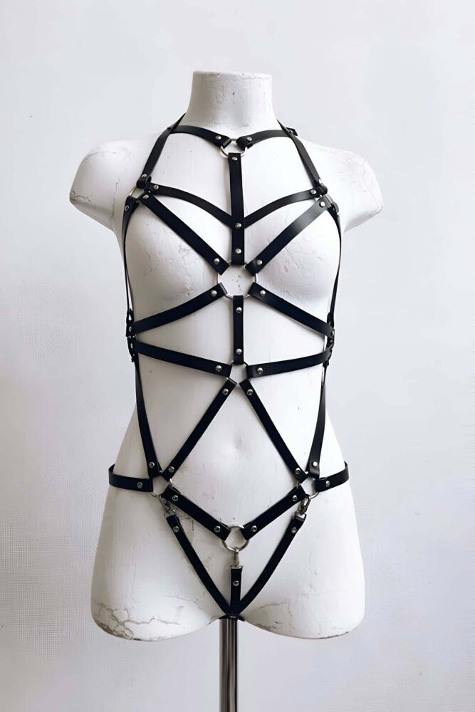 Sexy Leather Full Body Harness - 3