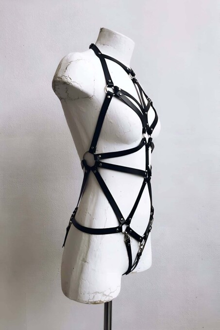 Sexy Leather Full Body Harness - 4