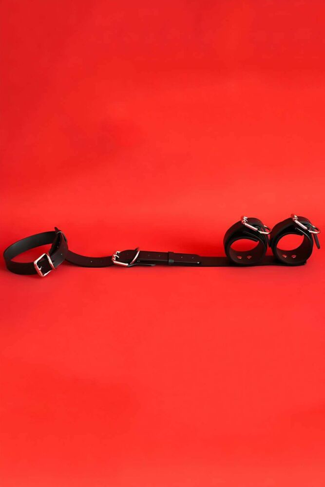 Sexy Leather Leash Set with Ankle Tie for Bondage - 2