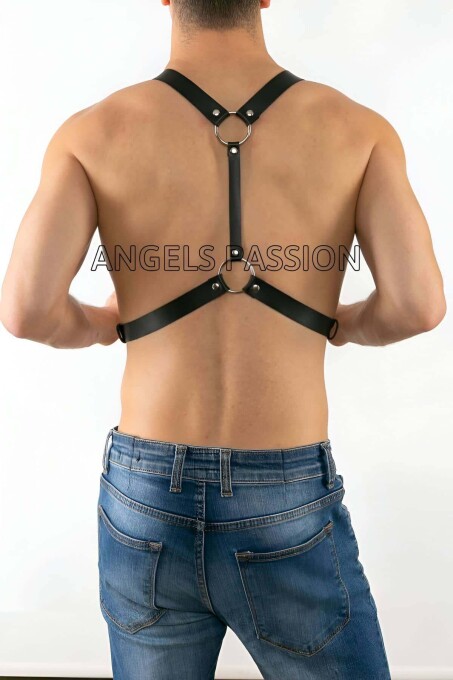 Sexy Men's Leather Chest Harness and Accessories - 2