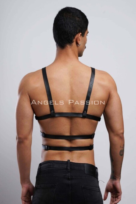 Sexy Men's Leather Fantasy Wear and Underwear Harness - 5