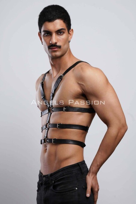 Sexy Men's Leather Fantasy Wear and Underwear Harness - 6