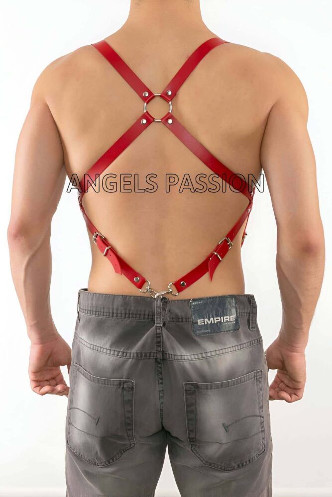 Sexy Men's Leather Harness with Trousers - 1