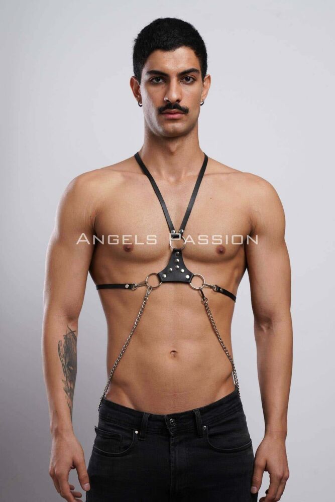 Sexy Men's Leather Shoulder Harness for Gay Underwear - 2