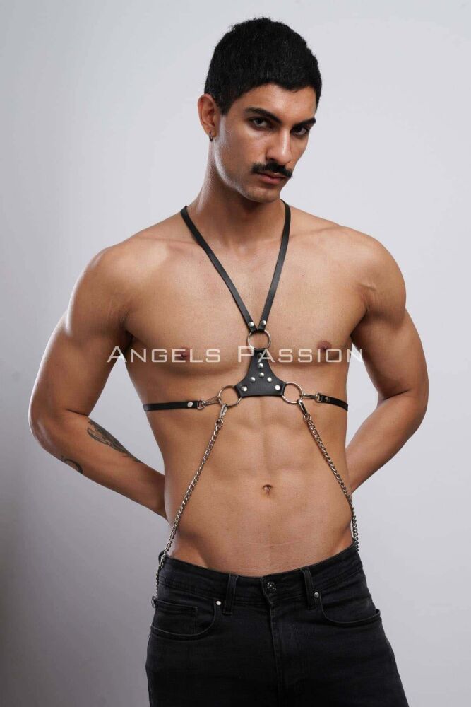 Sexy Men's Leather Shoulder Harness for Gay Underwear - 4