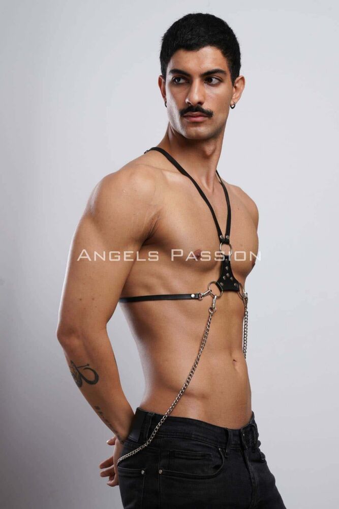 Sexy Men's Leather Shoulder Harness for Gay Underwear - 5