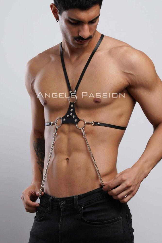 Sexy Men's Leather Shoulder Harness for Gay Underwear - 7