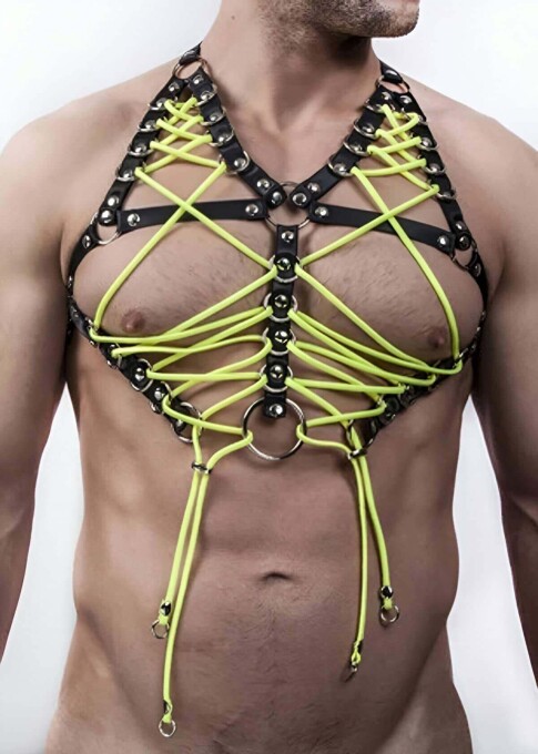 Sexy Men's Rubber Top Harness, Fantasy Wear - 1