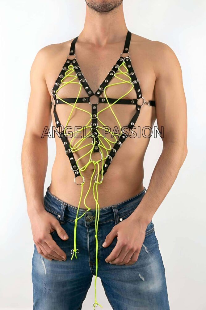 Sexy Men's Rubber Top Harness, Fantasy Wear - 2