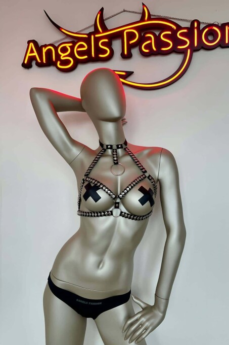 Sexy Over-Bust Elastic Harness with Ring Detail - 5