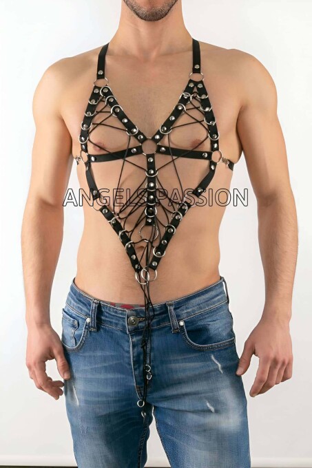 Sexy Rubber Chest Harness for Gay Men's Fantasy Wear - 2