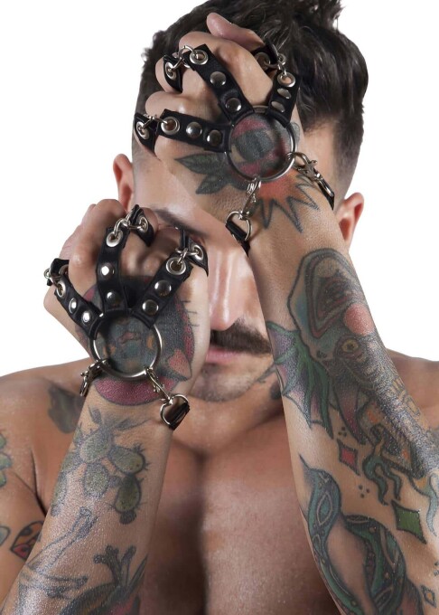 Sexy Rubber Harness Gloves for Men - 1