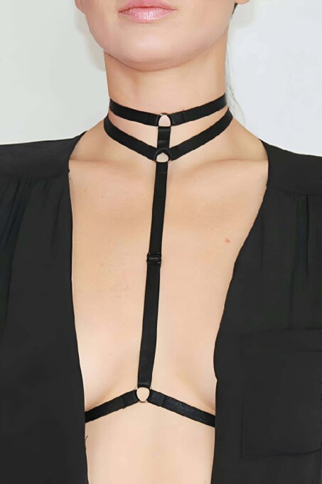 Stylish Double Row Elastic Neck Harness for Fashion - 1