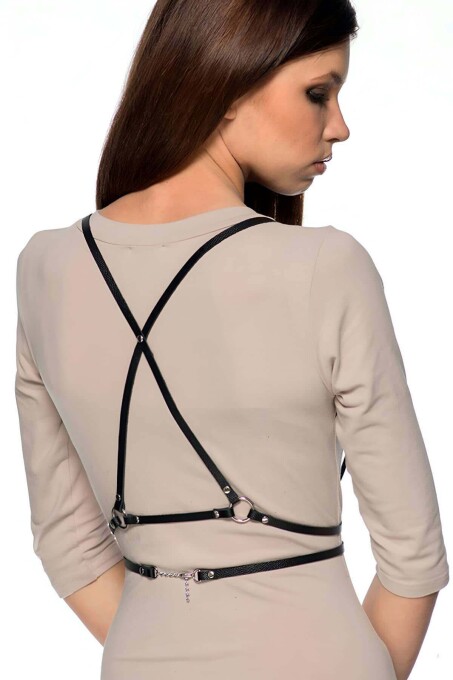 Stylish Leather Back Accessory with Cross Detail - 2