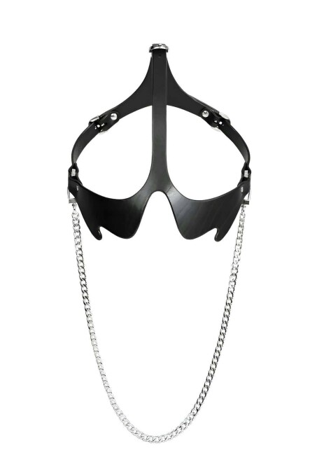 Stylish Leather Corset Belt with Chain and Mask Detail - 3