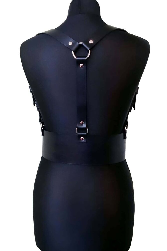 Stylish Leather Corset Harness and Dress Belt - 3