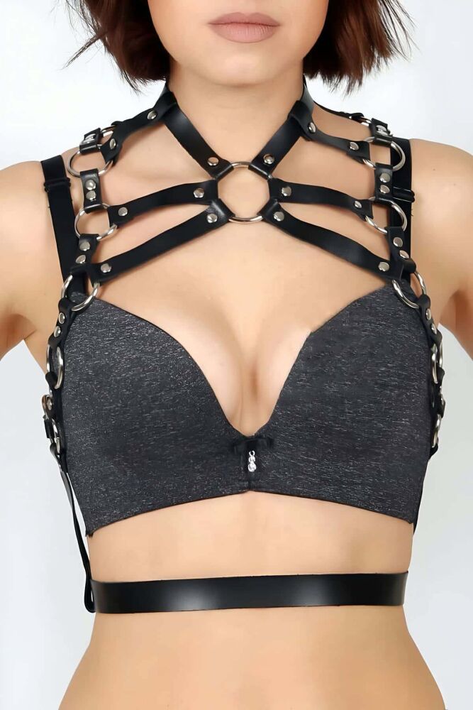 Stylish Leather Chest Harness - 2