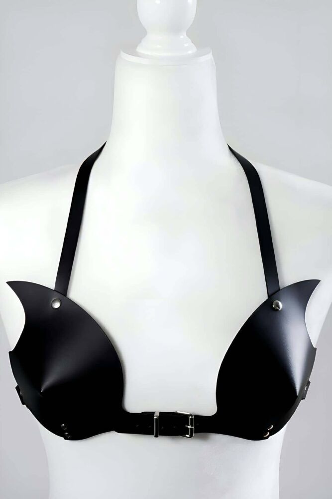 Stylish Leather Jacket Bra, Elegant Leather Accessory - 2