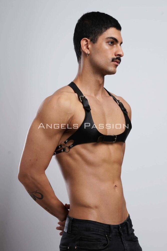 Stylish Leather Men's Chest Harness and Belt Combo - 2