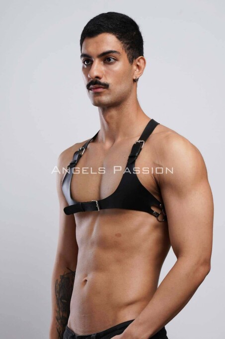 Stylish Leather Men's Chest Harness and Belt Combo - 3