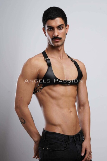 Stylish Leather Men's Chest Harness and Belt Combo - 4