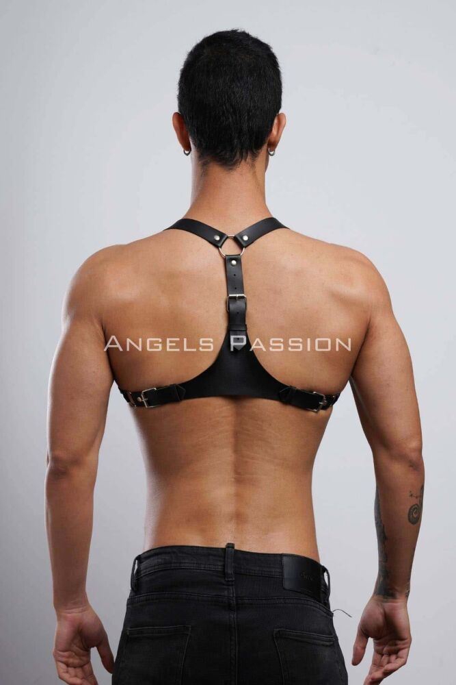 Stylish Leather Men's Chest Harness and Belt Combo - 5