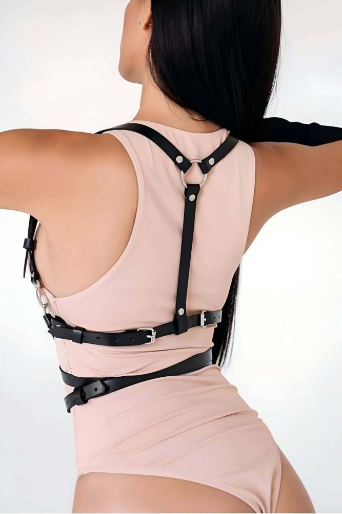 Stylish Leather Waist Harness with Wrap - 4