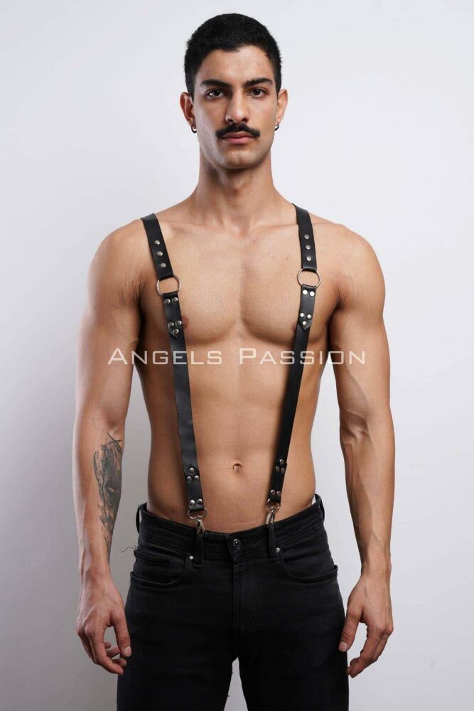 Stylish Men's Body Belt and Leather Trouser Suspender - 4