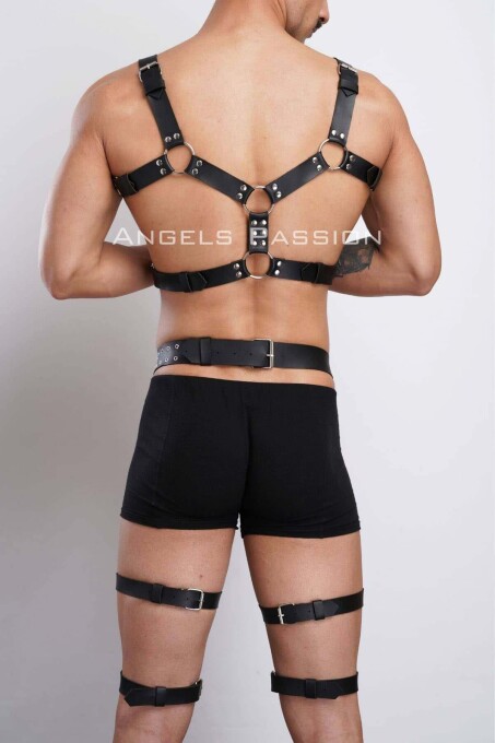 Stylish Men's Chest and Leg Harness Suit for Parties - 3