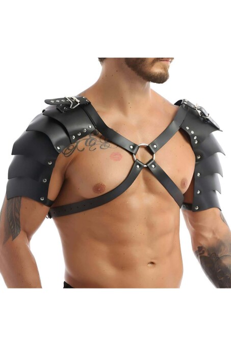 Stylish Men's Gladiator Harness Costume with Shoulder Wings - 1