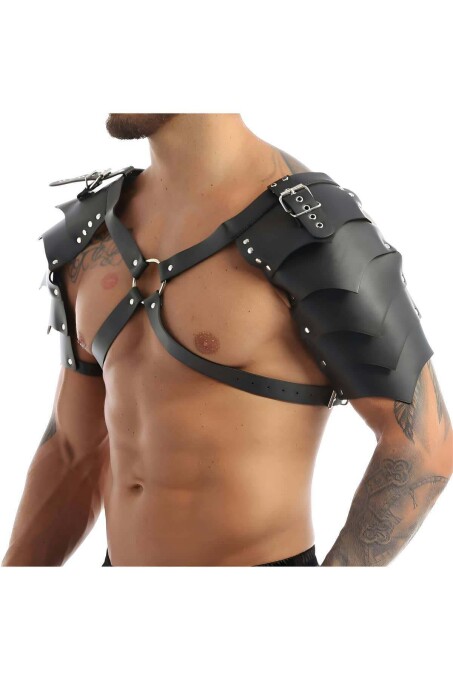 Stylish Men's Gladiator Harness Costume with Shoulder Wings - 3