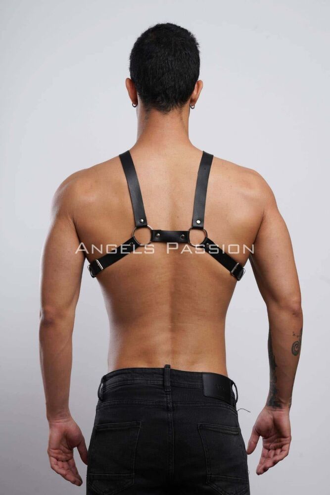 Stylish Men's Shirt Belt and Leather Chest Harness - 6