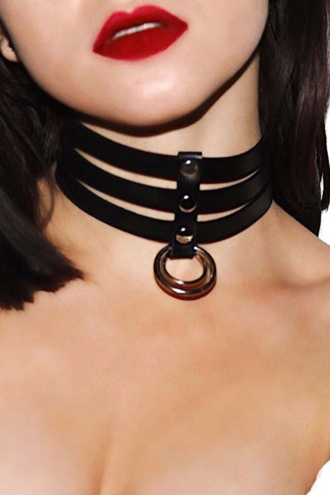 Stylish Triple Row Leather Choker - 1