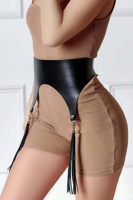 Tasseled Leather Corset Belt for Lingerie - 3