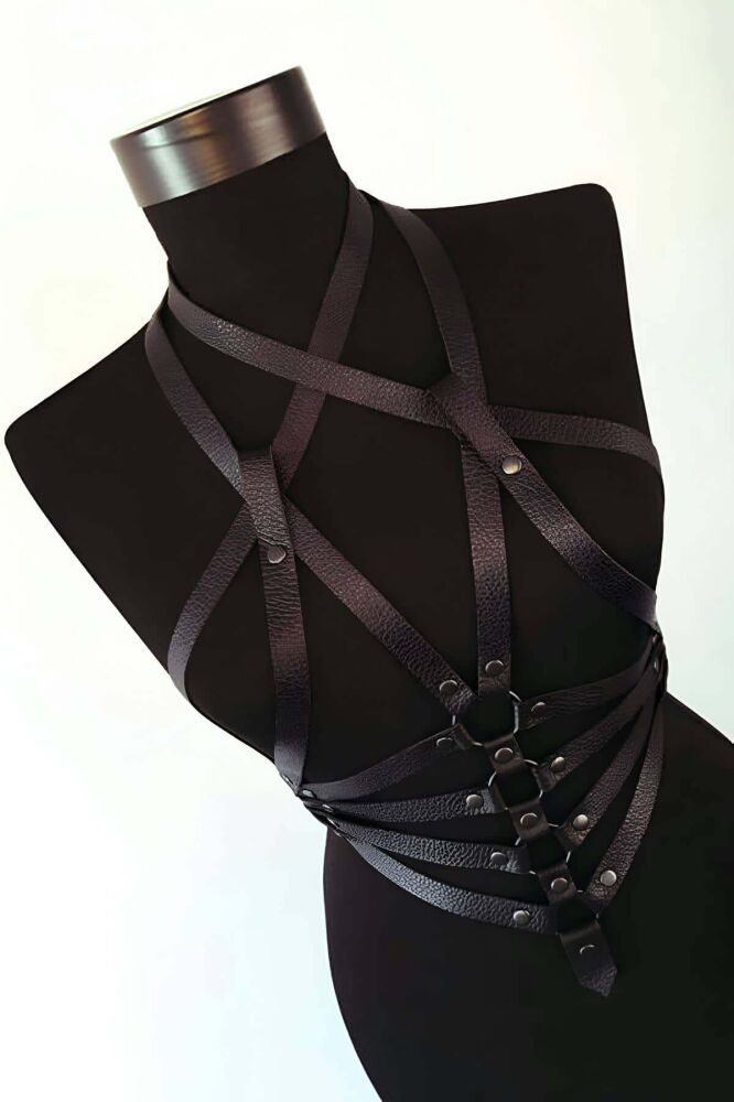 Unique Leather Harness for Lingerie - 1