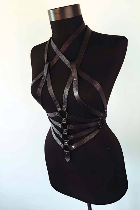 Unique Leather Harness for Lingerie - 2