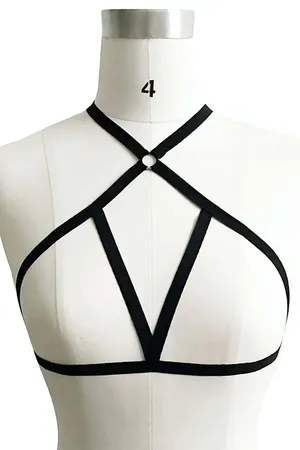 Black Chest Harness Strappy Body Cage Lingerie Top