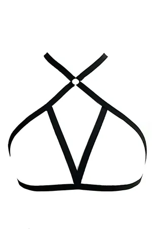 Black Chest Harness Strappy Body Cage Lingerie Top