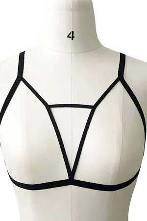 Strappy Chest Harness Adjustable Cage Bralette Top for Women