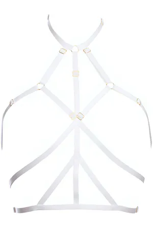 Sexy Lingerie Harness: Adjustable White Chest Straps for Women