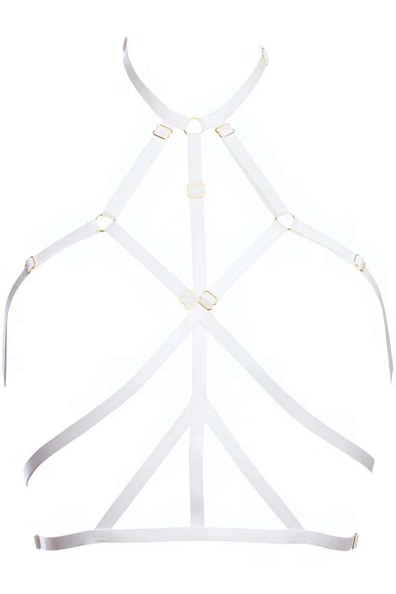 Sexy Lingerie Harness: Adjustable White Chest Straps for Women