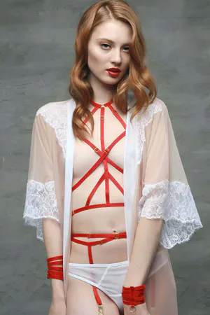 Red Body Harness for Women | Adjustable Chest Lingerie