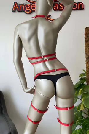 Bold Faux Leather Chest Harness & Thigh Garter Set