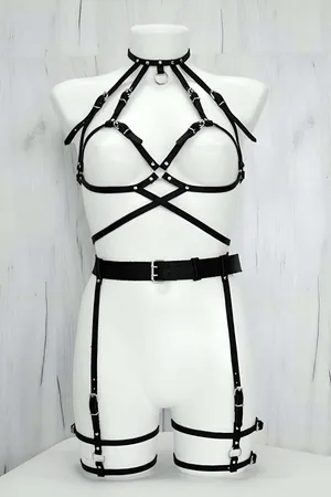 Full Body Faux Leather Harness Set – Adjustable Straps